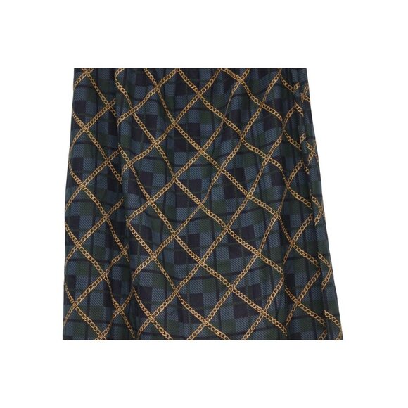Vintage 90s Maxi Skirt Size 16 Pull On Equestrian Derby Gold Chain Plaid Retro - Picture 3 of 9